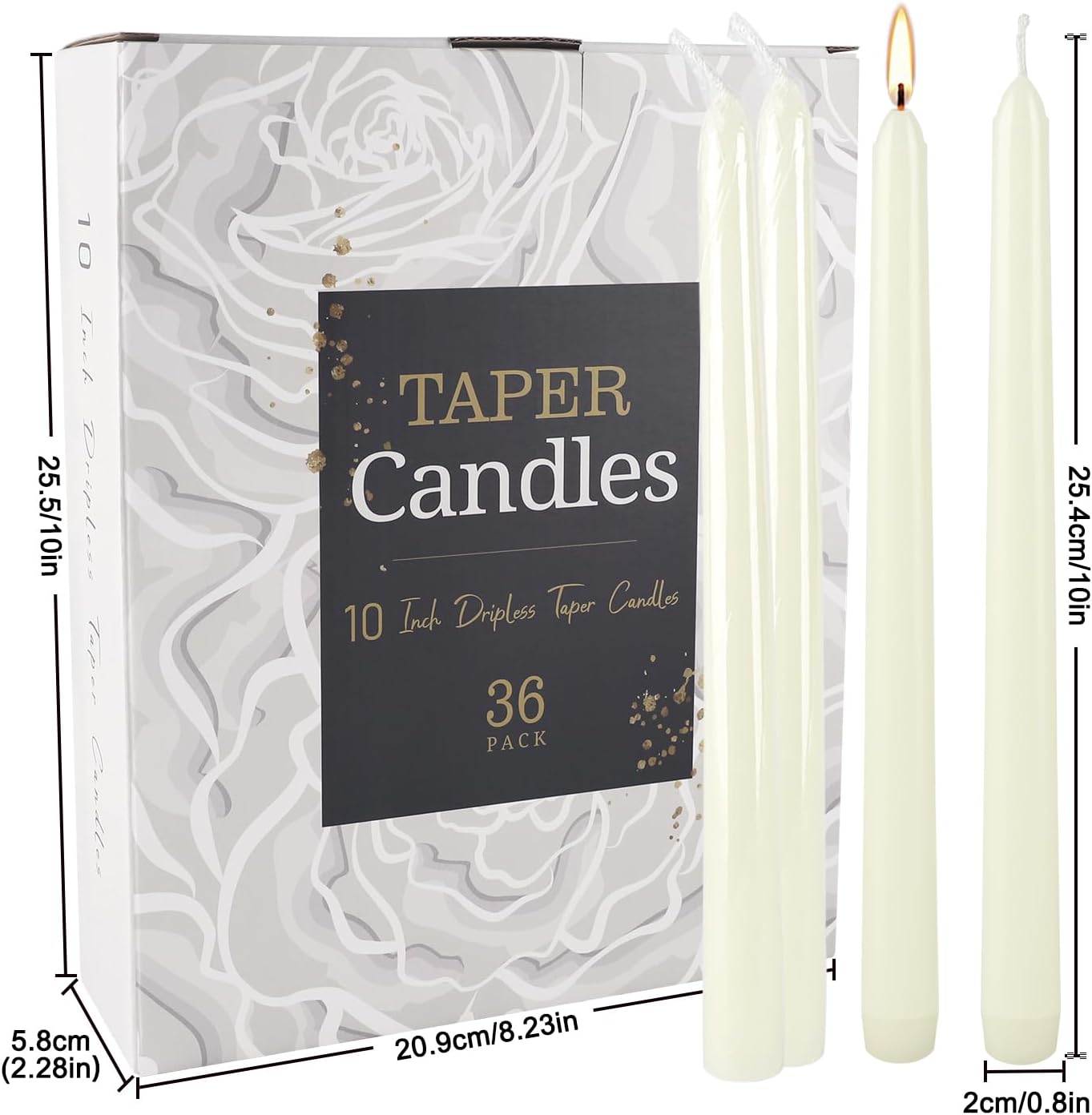 30-Pack 10-Color Taper Candles - 10 Inch Dripless & 10-Hour Burn｜Wedding/Birthday/Home Decor with Premium Wax
