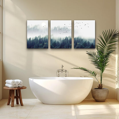 MHARTK66 Wall Art for Living Room Modern Wall Decor for Bedroom Office Decor Abstract Mountain Forest Landscapes Ink Painting 3 Piece Framed Canvas Art Prints Ready to Hang Wall Pictures Home Decor