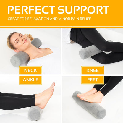 AllSett Health Round Cervical Roll Cylinder Bolster Pillow with Removable Washable Cover, Ergonomically Designed for Head, Neck, Back, and Legs || Ideal for Spine and Neck Support, Navy