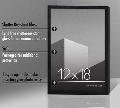 Americanflat 24x36 Poster Frame with Polished Plexiglass - Streamline Collection - Thin Border Picture Frame for Wall Display - Hanging Hardware Included - Black - Colors B