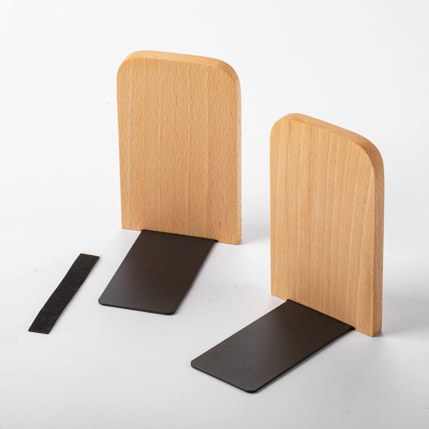 Muso Wood Book Ends for Shelves, Non-Slip Bookends, Heavy Duty Wooden Bookend Support for Books and Movies (Walnut 1 Pair)