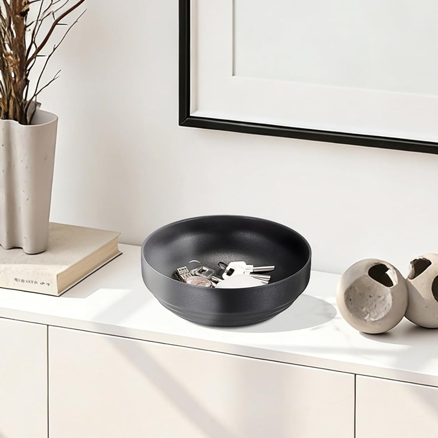 Key Bowl for Entryway Table Decorative Key Dish for Organizing Tabletop Catch All Bowl Gold Fruit Bowls for Kitchen Counter, Coffee Table,7.4 Inches