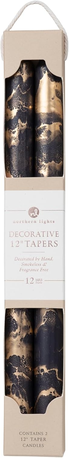 Premium Decorative Tapers - 12" 2PK - Terra Cotta w/Gold - 73301