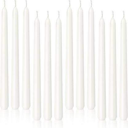 Viyffo Taper Candles, 12 Inch, 12 Pack, Brown – Unscented, Smokeless Design, Up to 8-Hour Burn – Tall Candlesticks for Table Decor, Weddings & Dinners