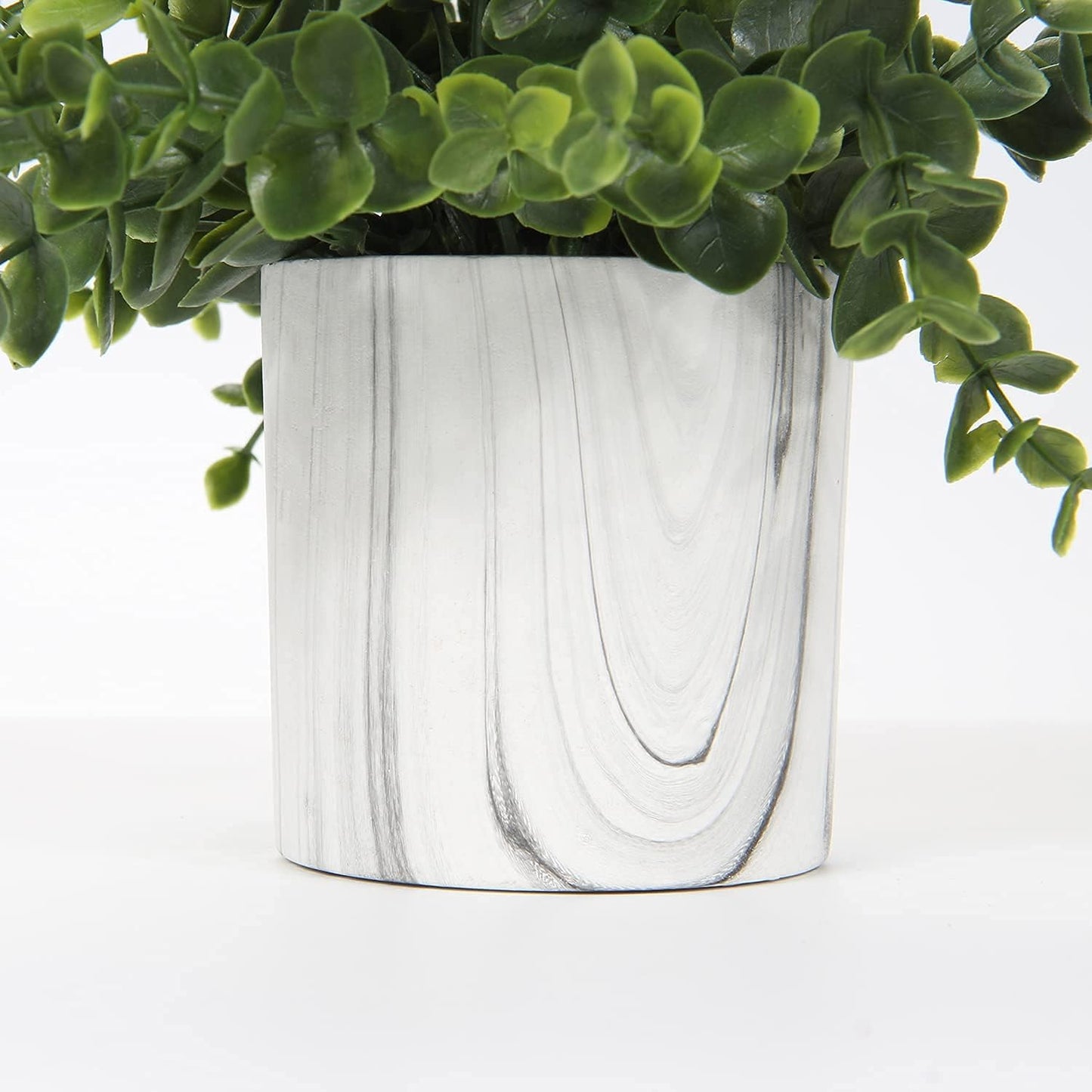 Hollyone Mini Artificial Potted Plants Fake Plants in Marble Pots, 1Pcs Plastic Eucalyptus Greenery Faux Plants for Home Office Desk Room Centerpiece Shelf Décor