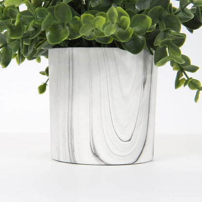 Hollyone Mini Artificial Potted Plants Fake Plants in Marble Pots, 1Pcs Plastic Eucalyptus Greenery Faux Plants for Home Office Desk Room Centerpiece Shelf Décor