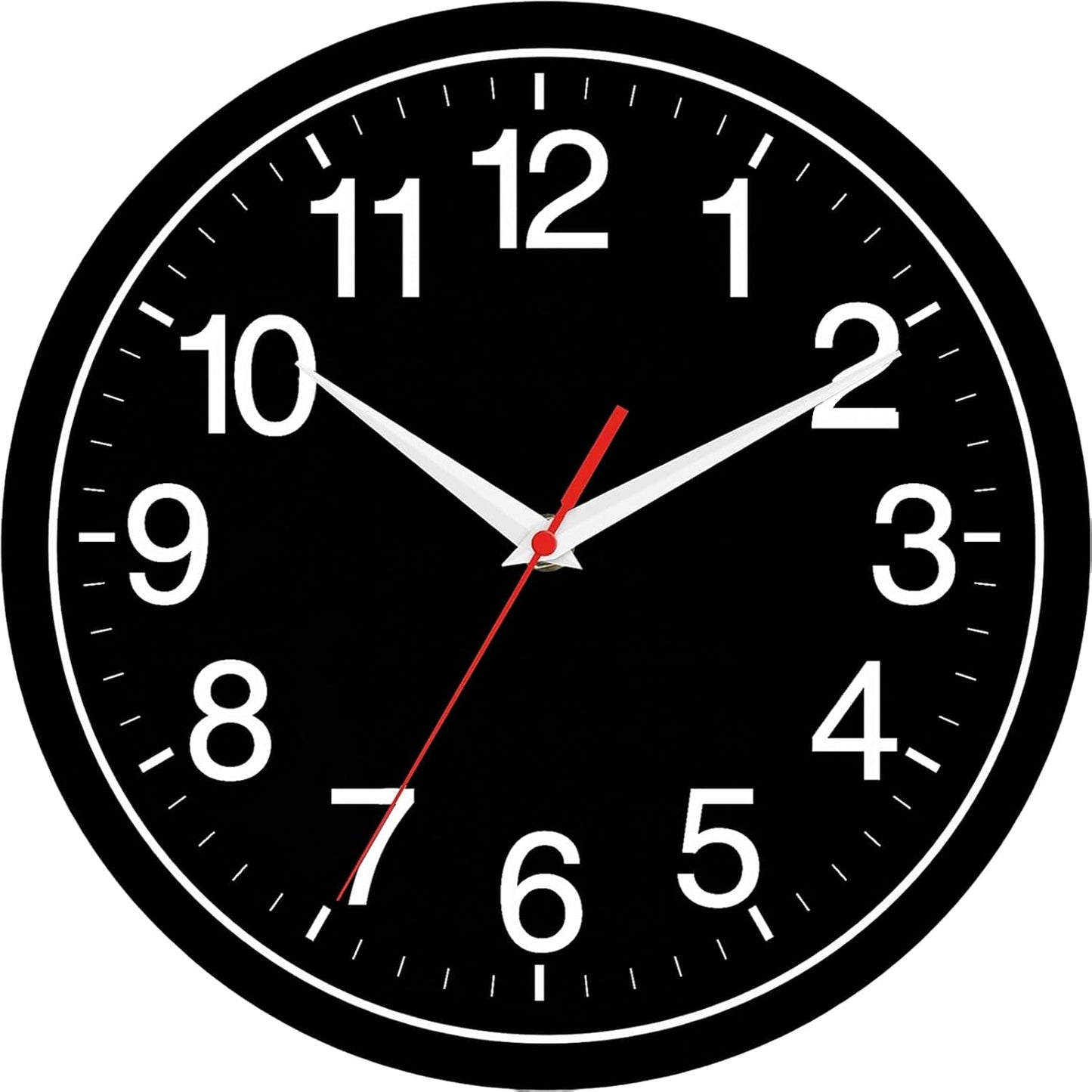 Rohioue Wall Clock Modern 8 Inch Battery Operated Silent Non Ticking Small Analog Clock for Living Room Office Home Bedroom Kitchen Bathroom(Black)