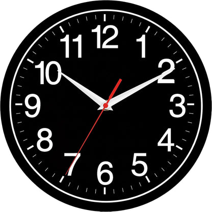 Rohioue Wall Clock Modern 8 Inch Battery Operated Silent Non Ticking Small Analog Clock for Living Room Office Home Bedroom Kitchen Bathroom(Black)