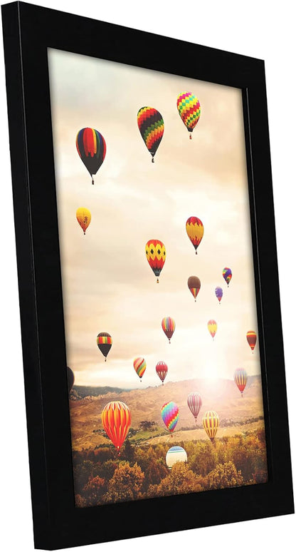Americanflat 12x18 Poster Frame with Shatter-Resistant Glass - Signature Collection - Gallery-Style Frames Made of Engineered Wood - Photo Frame for Wall Display - Black - Colors B