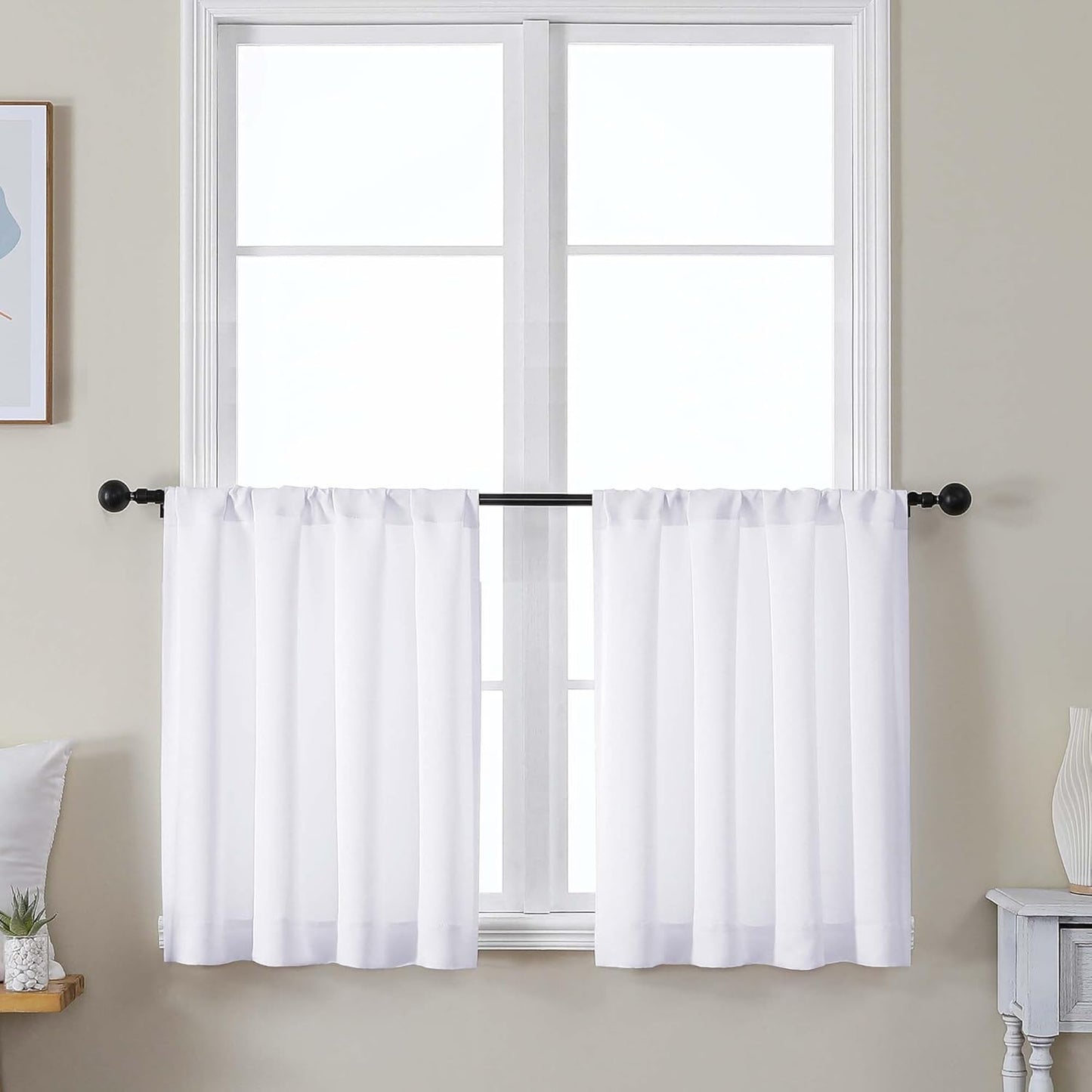 Simplebrand Ava Sage Green Blackout Curtains for Bedroom 63 Inch Length 2 Panels Set, Solid Thermal Insulated Energy Saving Rod Pocket Window Treatment Curtains Blackout Drapes, W40 x L63 Inch, Sage - Colors C