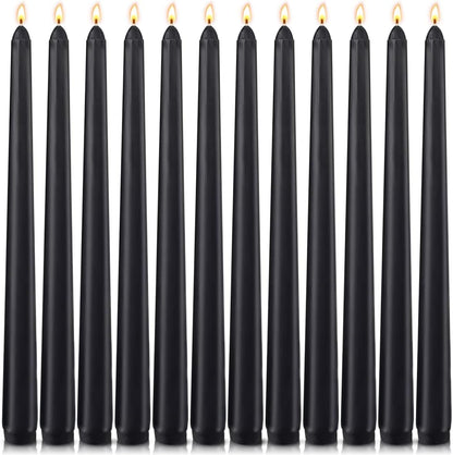 12-Pack Olive Green Taper Candles, 10 Inch Unscented Dripless Candlesticks, Long-Lasting Burn Time of 7-8 Hours, Perfect for Christmas Home Décor Spring and St. Patrick's Day