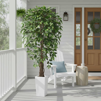 Aveyas 7ft Artificial Olive Tree for Home Decor, 7 Feet Large Faux Plant Fake Skinny Silk Trees with Pot for Indoor Outdoor House Living Room Office (7 ft Tall Including Raised Pot)