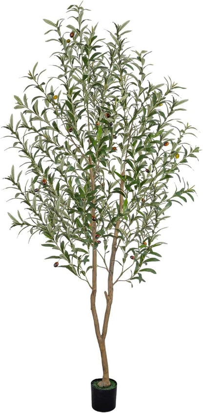 Artificial Olive Tree 6FT Tall Faux Olive Tree Artificial Indoor with Natural Wood Trunk and Lifelike Fruits Realistic Black Potted Interior for Home Office Living Room Decor