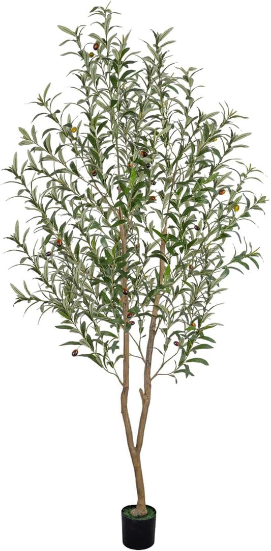 Artificial Olive Tree 6FT Tall Faux Olive Tree Artificial Indoor with Natural Wood Trunk and Lifelike Fruits Realistic Black Potted Interior for Home Office Living Room Decor