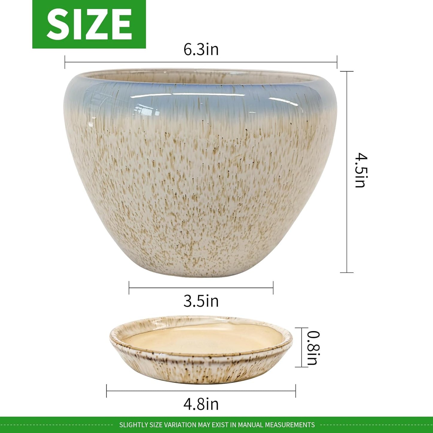 Deep Dream 6 Inch Plant Pots- Ceramic Planter Pot with Drainage Hole and Saucer, Round Flower Pot for Indoor Outdoor Succulent, Snake Plants and Cactus, Blue