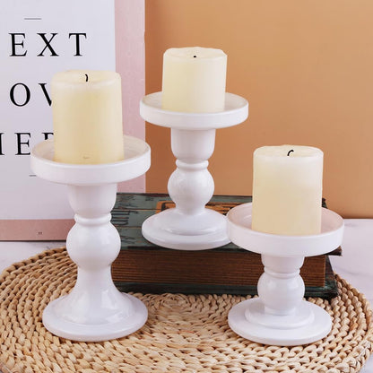 6-Piece Set of Glass Candlestick, Crystal Candlestick Holder Holder and Conical Candle, Christmas Candle Holder Decoration, Family Living Room Wedding Candle Holder (Clear 2sets)
