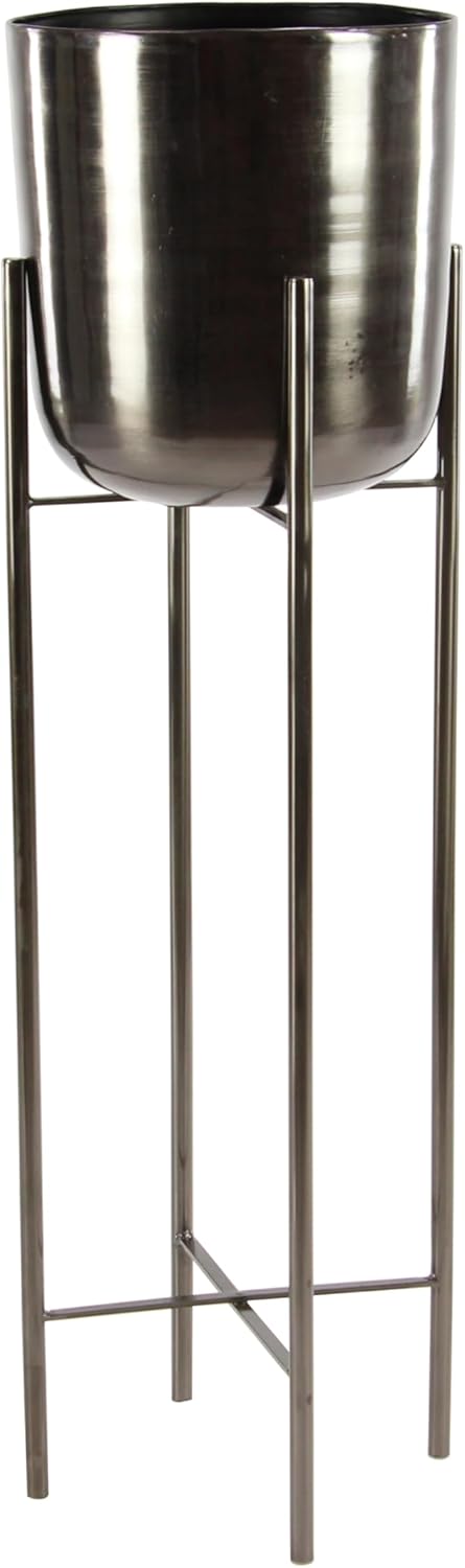 CosmoLiving by Cosmopolitan Metal Indoor Outdoor Planter Dome Large Planter Pot with Removable Stand, Set of 2 Planters 19", 22"H, Gold