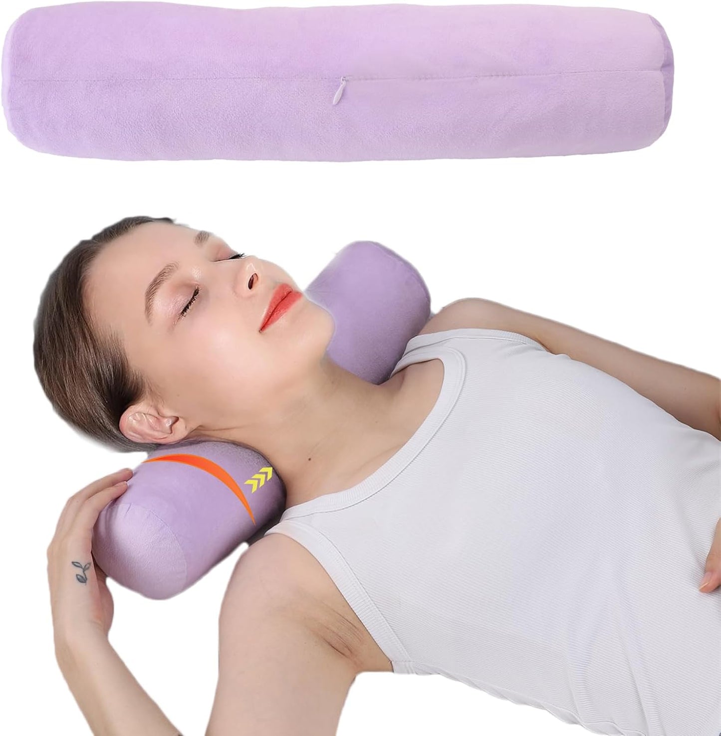 Health Cervical Neck Roll, Comfortable and Highly Resilient Bolster Pillows, Round Neck Pillows Support for Sleeping | Large Size Bolster Pillow for Bed, Legs, Back and Yoga (Grey)