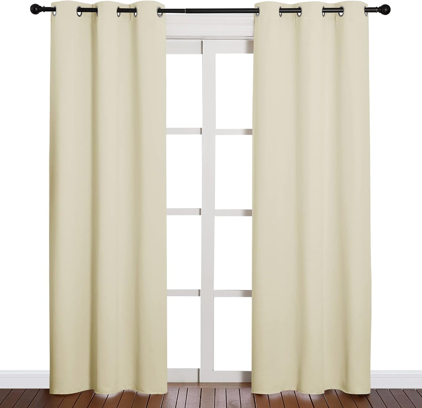 NICETOWN Halloween Pitch Black Solid Thermal Insulated Grommet Blackout Curtains/Drapes for Bedroom Window (2 Panels, 42 inches Wide by 63 inches Long, Black) - Colors C