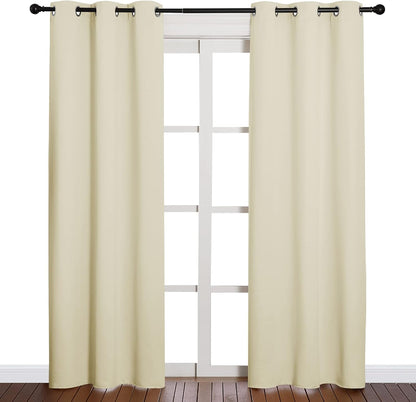 NICETOWN Halloween Pitch Black Solid Thermal Insulated Grommet Blackout Curtains/Drapes for Bedroom Window (2 Panels, 42 inches Wide by 63 inches Long, Black) - Colors C