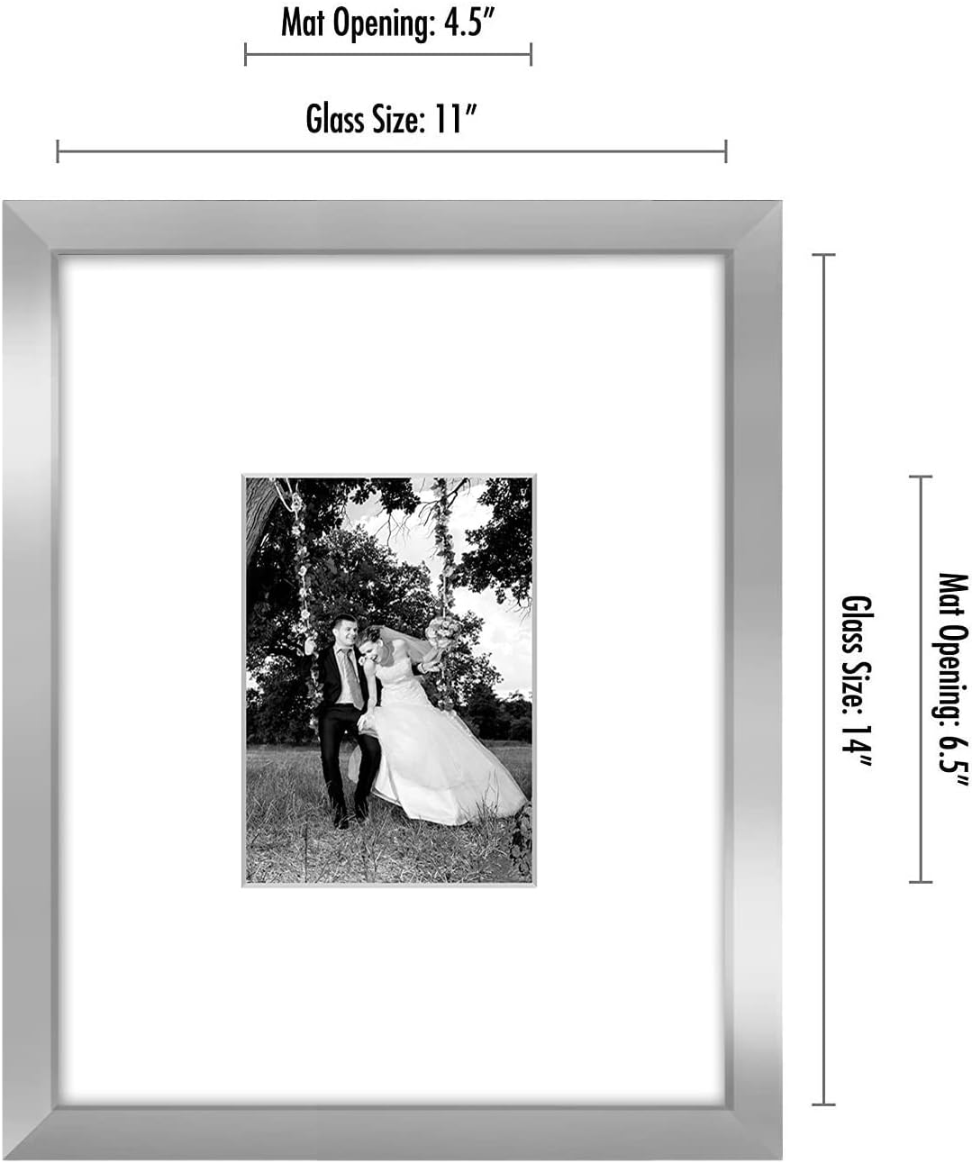 Americanflat 11x14 Picture Frame with Shatter-Resistant Glass - Use as 5x7 Frame with Mat or Display 11x14 Photo Without Mat - Signature Collection - Picture Frames for Wall Display - Black