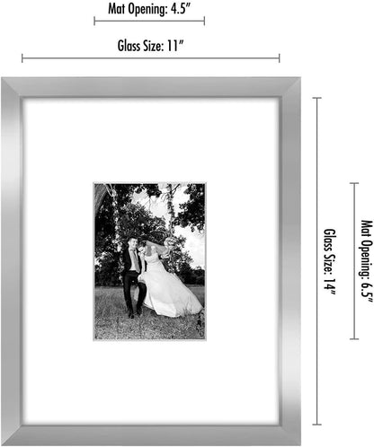 Americanflat 11x14 Picture Frame with Shatter-Resistant Glass - Use as 5x7 Frame with Mat or Display 11x14 Photo Without Mat - Signature Collection - Picture Frames for Wall Display - Black