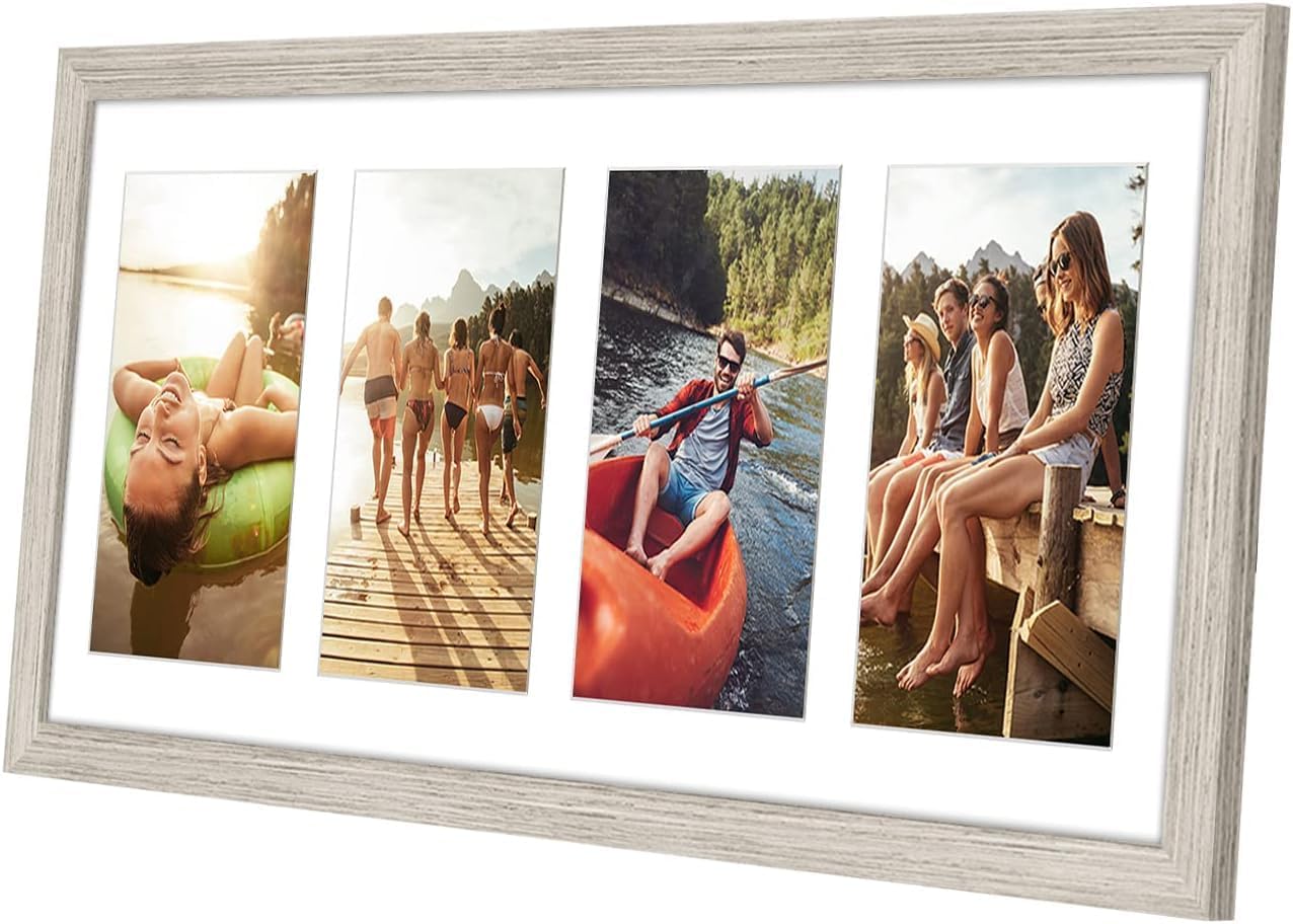 Americanflat 4x6 Collage Picture Frame with Shatter-Resistant Glass - Fits Five 4x6 Photos or Use as One 11x14 Picture Frame - Signature Collection - Collage Frames for Wall Display - Black