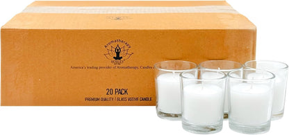 48-Pack Clear Glass Votive Candles – 10–12 Hour Long Burn, Unscented, Ivory, Bulk Set for Weddings, Events & Table Centerpieces – Hosley