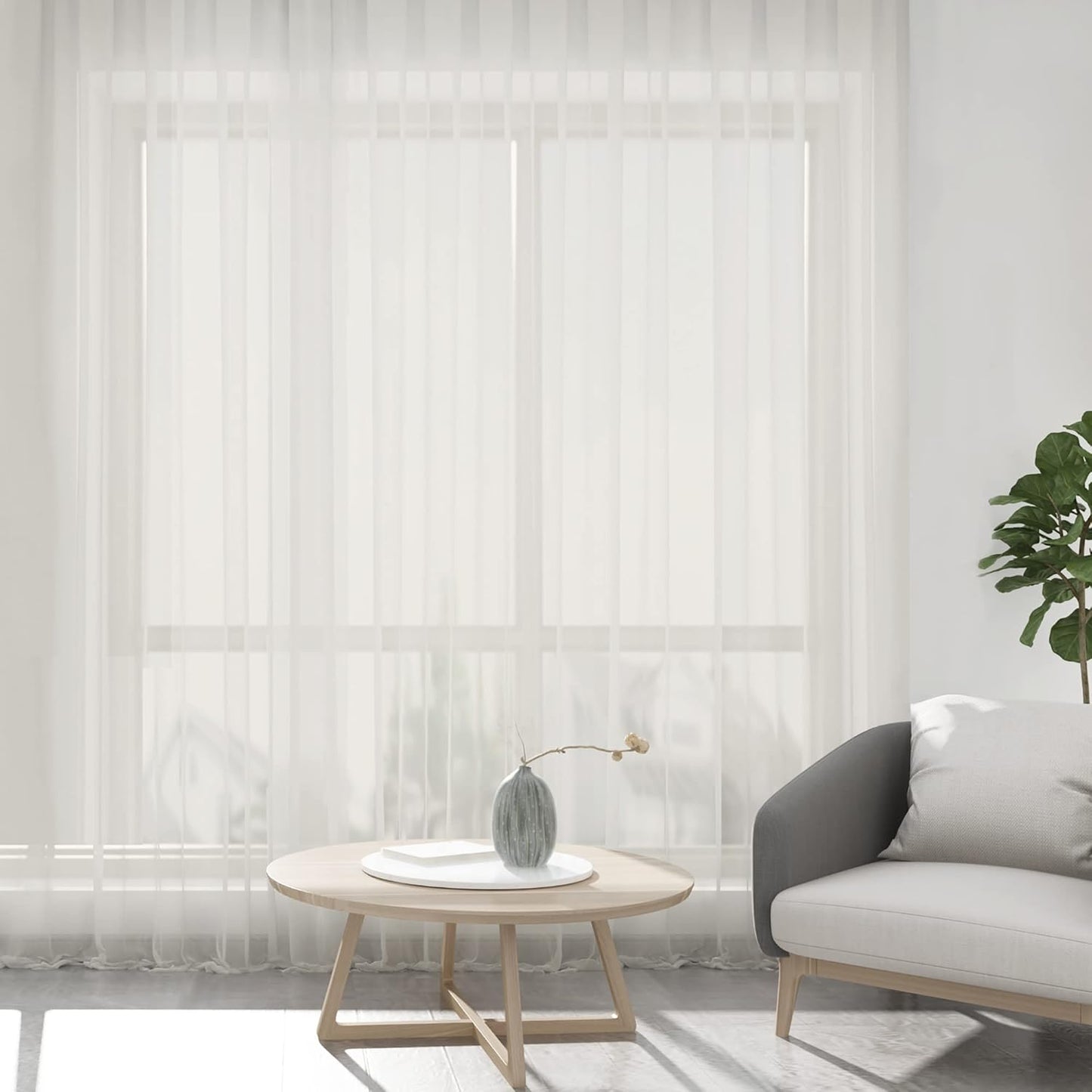 Chyhomenyc Sheer White Valances for Windows 2 Pack, Small Window Curtains for Living Room Bathroom Cafe Laundry Basement, Modern Top Dual Rod Pocket Voile Curtain, 42W x 14L inches, White - Colors C