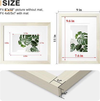 Egofine 8x10 Picture Frames Set of 4, Made of Solid Wood Covered by Plexiglass 4x6 and 5x7 with Mat or 8x10 without Mat, for Table Top Display and Wall Mounting Photo Frame Black