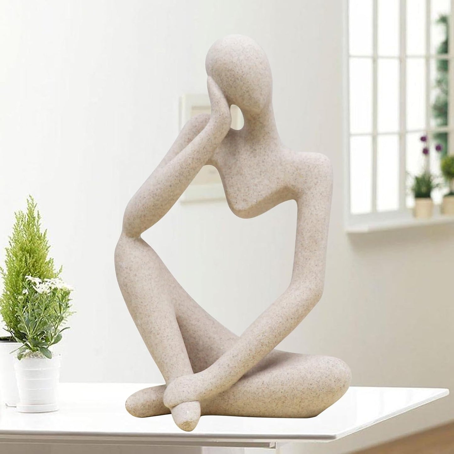 Thinker Statues And Sculptures, Sandstone Resin Thinker Statue Ornaments, Abstract Style Sculptures, Housewarming Gifts, Housewarming Decorations, Living Room Dining Desk Decorations (Right, Small)