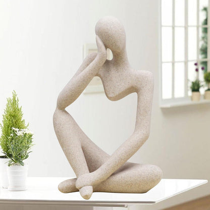 Thinker Statues And Sculptures, Sandstone Resin Thinker Statue Ornaments, Abstract Style Sculptures, Housewarming Gifts, Housewarming Decorations, Living Room Dining Desk Decorations (Right, Small)