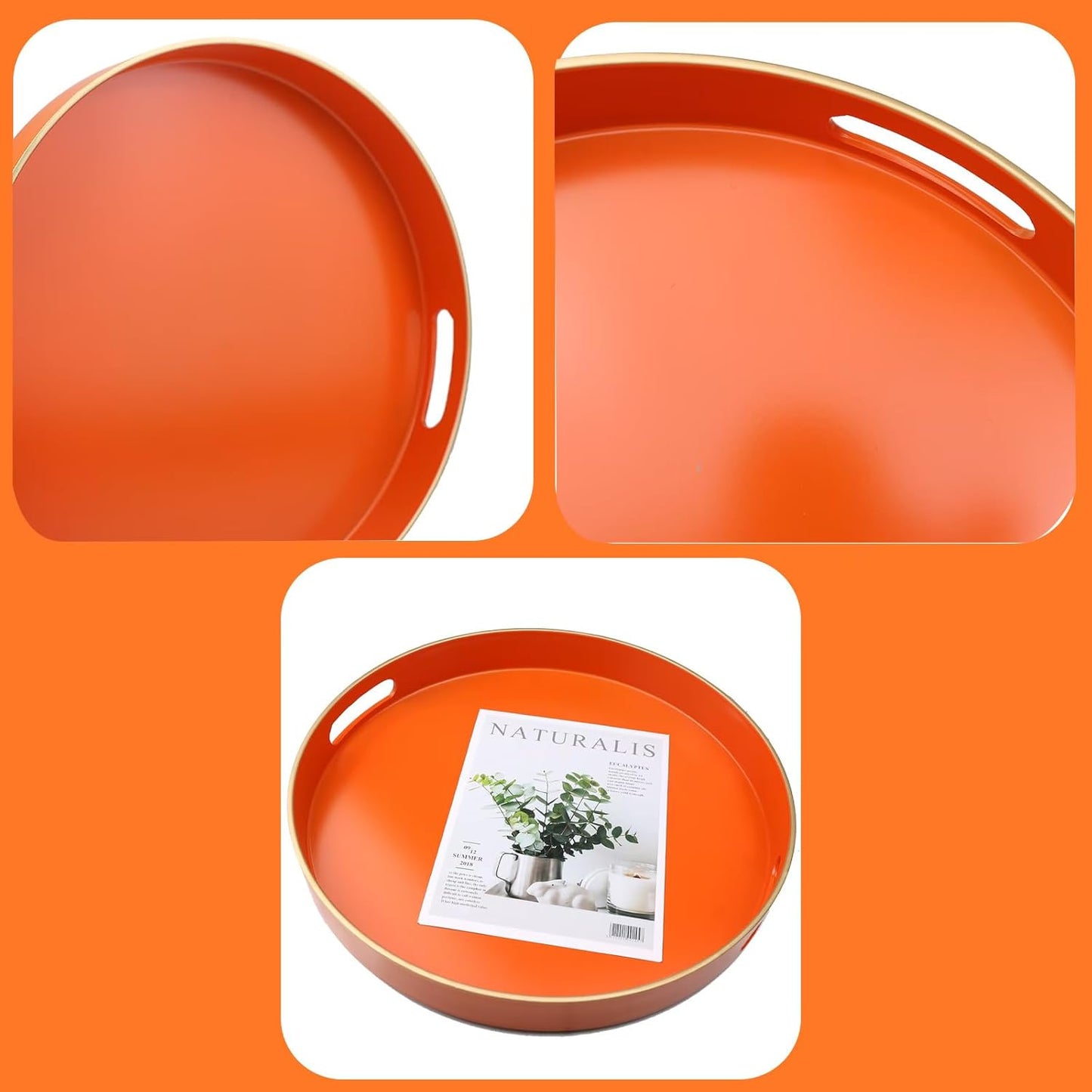 Green Decorative Tray with Handles, Versatile Serving Tray for Coffee Table, Ottoman, Ideal for Serving, Displaying, Organizing, 15.7"*10.2"*1.57"
