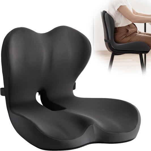 Office Chair Cushion for Tailbone & Low Back Pain Relief, Car and Truck Seat Cushion, Comfortable Foam and High Backrest, Suitable for Office Chairs, Cars, Trucks, and Home Chairs
