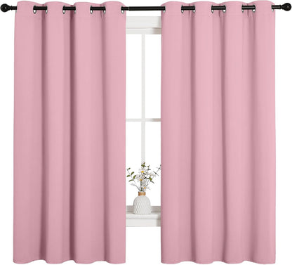 NICETOWN Halloween Pitch Black Solid Thermal Insulated Grommet Blackout Curtains/Drapes for Bedroom Window (2 Panels, 42 inches Wide by 63 inches Long, Black) - Colors A