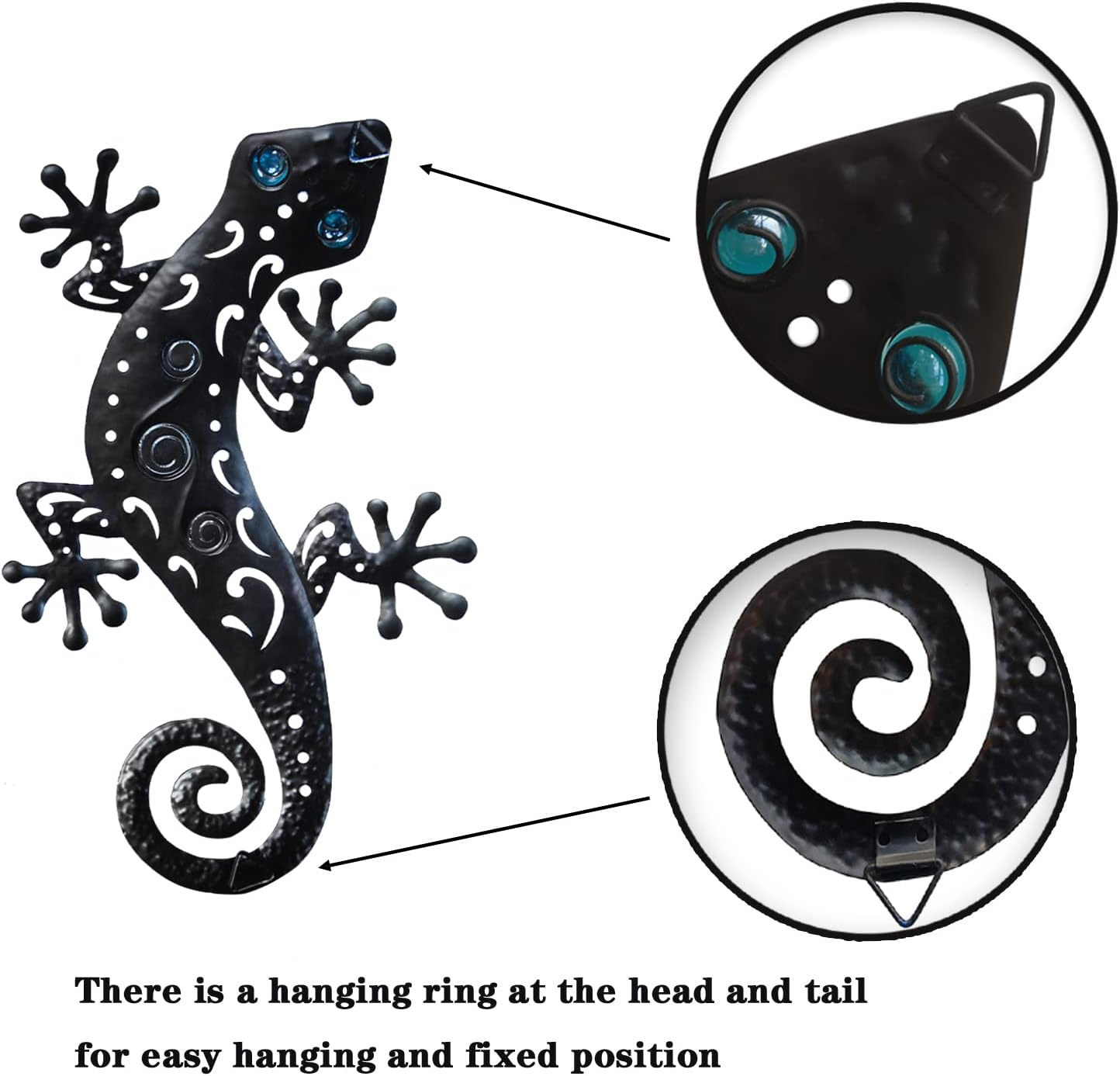 Metal Lizards Outdoor Decor Metal Gecko Wall Decoration Geico Lizard 13.5 * 8.5 Inch 3 Pack Set Suitable for Hanging in Yard Or Fence