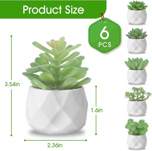 ZINHO Fake Succulent Plant Set 6 PCS Artificial Succulent Plants for Desk Realistic Faux Succulents in Plastic Pots Mini Colorful Succulent Decor for Bedroom Bathroom Office Shelf Decor (Mix)