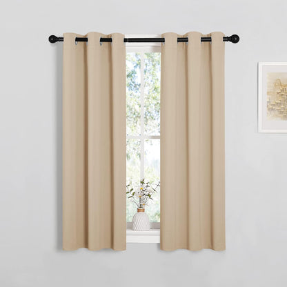 NICETOWN Halloween Pitch Black Solid Thermal Insulated Grommet Blackout Curtains/Drapes for Bedroom Window (2 Panels, 42 inches Wide by 63 inches Long, Black) - Colors D