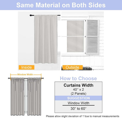 Simplebrand Ava Sage Green Blackout Curtains for Bedroom 63 Inch Length 2 Panels Set, Solid Thermal Insulated Energy Saving Rod Pocket Window Treatment Curtains Blackout Drapes, W40 x L63 Inch, Sage - Colors A