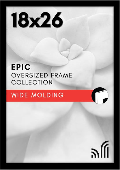 Americanflat 16x20 Picture Frame with Polished Plexiglass - Black Picture Frame - Wide Photo Frames Made of Engineered Wood for Vertical or Horizontal Wall Display - Epic Collection - Black - Colors C