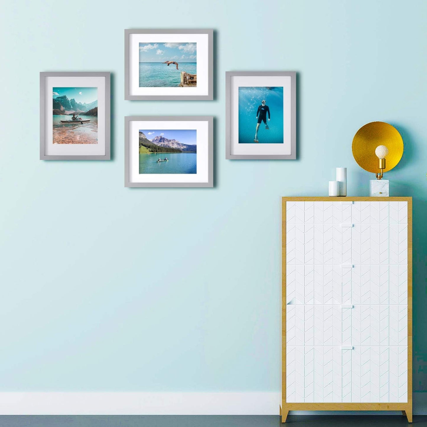 Egofine 12x16 Picture Frame Black, Covered by Plexiglass Made of Solid Wood, Display Pictures 9x12 and 11x14 with Mat or 12x16 Without Mat, for Wall Mounting Photo Frame - Colors A
