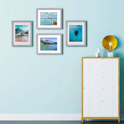 Egofine 12x16 Picture Frame Black, Covered by Plexiglass Made of Solid Wood, Display Pictures 9x12 and 11x14 with Mat or 12x16 Without Mat, for Wall Mounting Photo Frame - Colors A