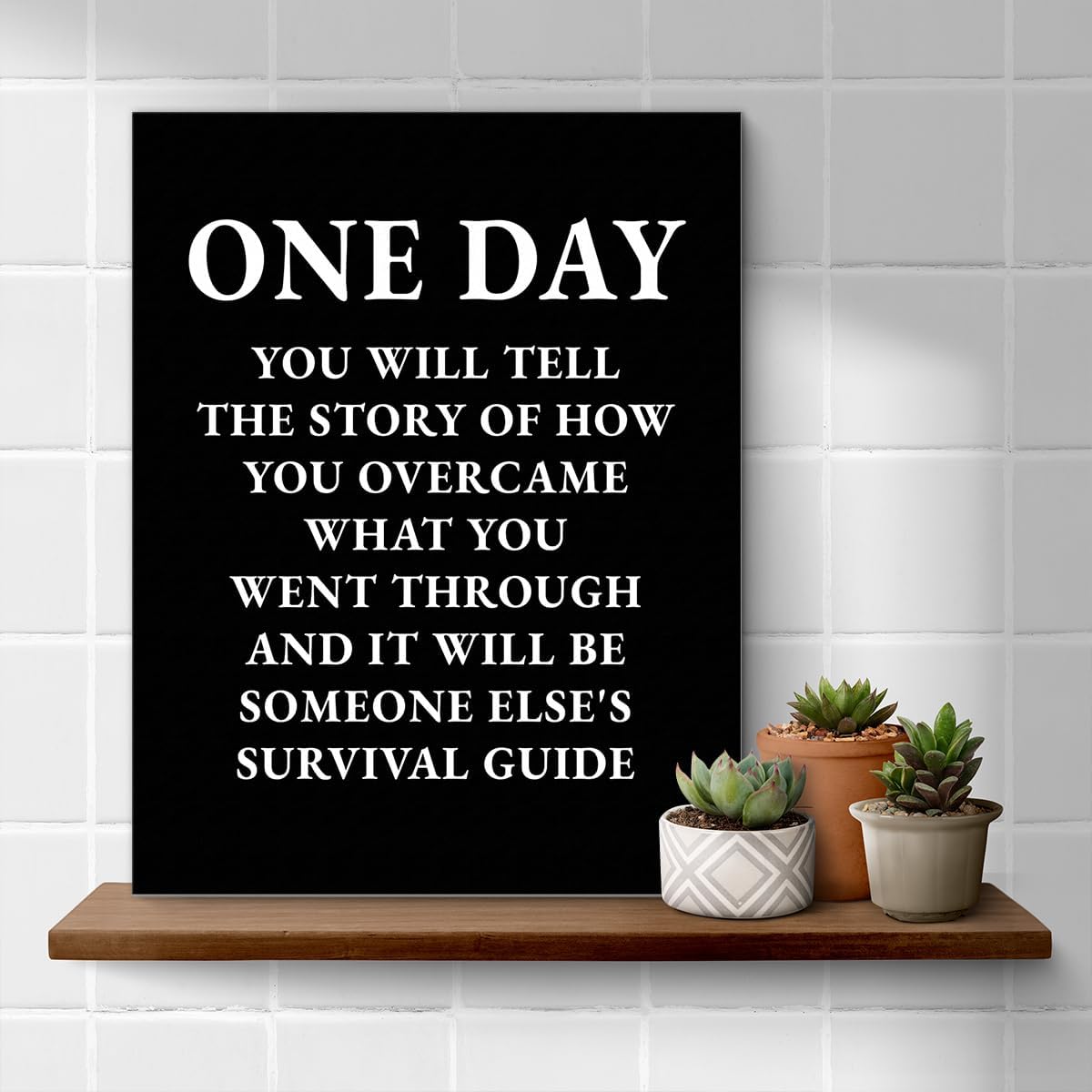 Inspirational Farmhouse Canvas Print Wall Art Decor One Small Positive Thought in the Morning Can Change Your Whole Day Sign Painting Plaque Rustic Home Decoration (8 X 8 Inches, Framed)