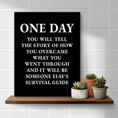 Inspirational Farmhouse Canvas Print Wall Art Decor One Small Positive Thought in the Morning Can Change Your Whole Day Sign Painting Plaque Rustic Home Decoration (8 X 8 Inches, Framed)