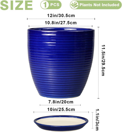 Ceramic Pots for Plants - 6 Inch Plant Pot with Drainage Hole and Saucer, Round Planters for Indoor Outdoor, Flower Pots, Modern Planter, Home Office Room Decor, Gifts for Plant Lovers, White