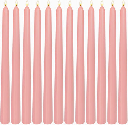 12-Pack Olive Green Taper Candles, 10 Inch Unscented Dripless Candlesticks, Long-Lasting Burn Time of 7-8 Hours, Perfect for Christmas Home Décor Spring and St. Patrick's Day