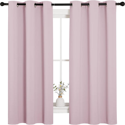 NICETOWN Halloween Pitch Black Solid Thermal Insulated Grommet Blackout Curtains/Drapes for Bedroom Window (2 Panels, 42 inches Wide by 63 inches Long, Black) - Colors B