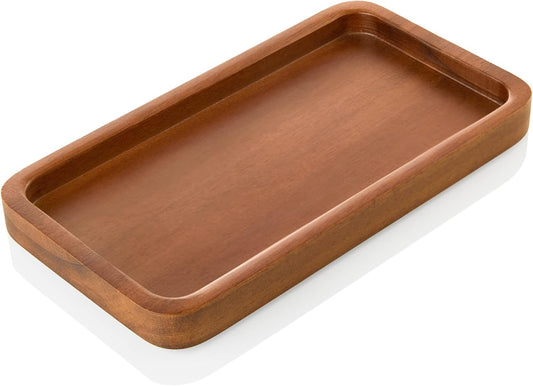 ALELION 11.7" Bathroom Vanity Tray for Counter - Acacia Wood Decorative Tray for Toilet Tank Makeup Perfume Jewelry Catchall Coffee Table - Wooden Kitchen Countertop Organizer for Soap Dispenser