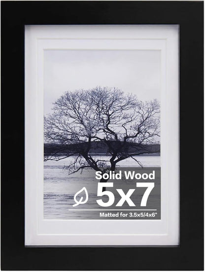 Egofine 12x16 Picture Frame Black, Covered by Plexiglass Made of Solid Wood, Display Pictures 9x12 and 11x14 with Mat or 12x16 Without Mat, for Wall Mounting Photo Frame - Colors B