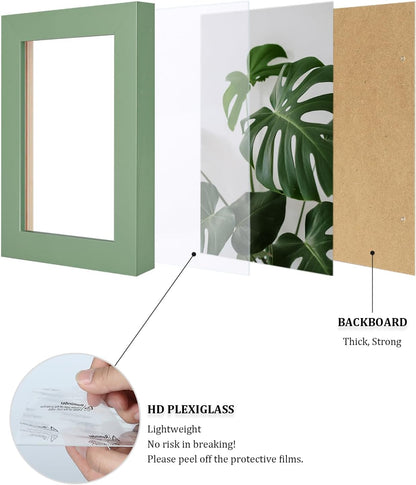 Egofine 12x16 Picture Frame Black, Covered by Plexiglass Made of Solid Wood, Display Pictures 9x12 and 11x14 with Mat or 12x16 Without Mat, for Wall Mounting Photo Frame - Colors A